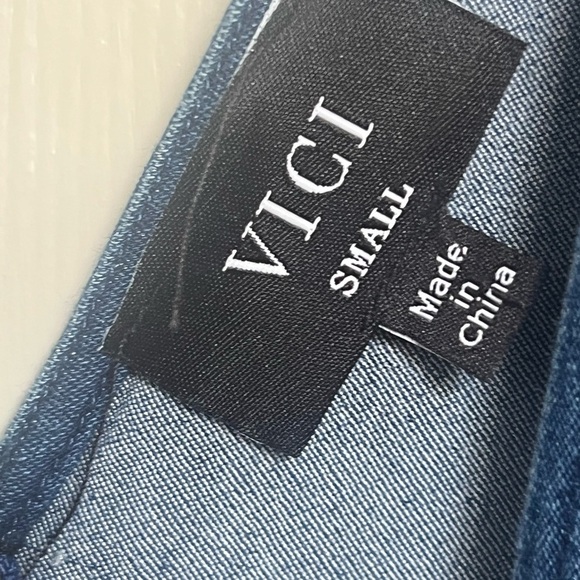 Vici v neck denim high low flare jumpsuit sz small - Picture 4 of 10